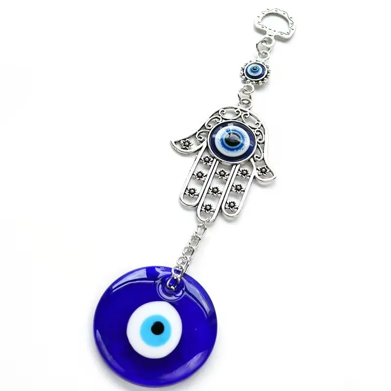 Evil Eye Lucky Charm Protection Tassel Crystals Feng Shui Car Room Decor Turkish Blue Eye Retro Glass Pendant Home Decor Gift