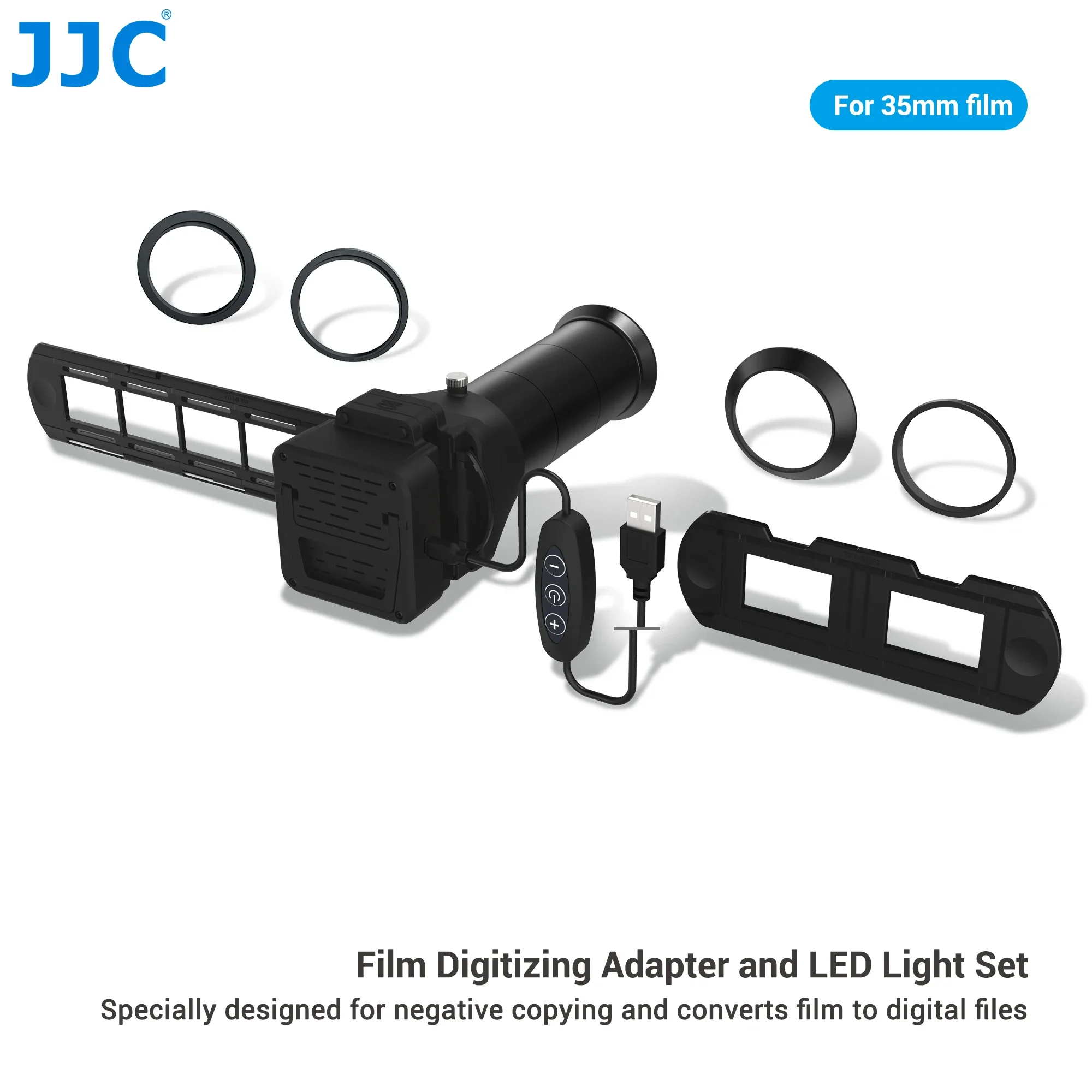 

JJC FDA-S1 35mm Film Digitizing Adapter & LED Light Negative Scanner Slides Digital Converter for Nikon D850 Replaces Nikon ES-2