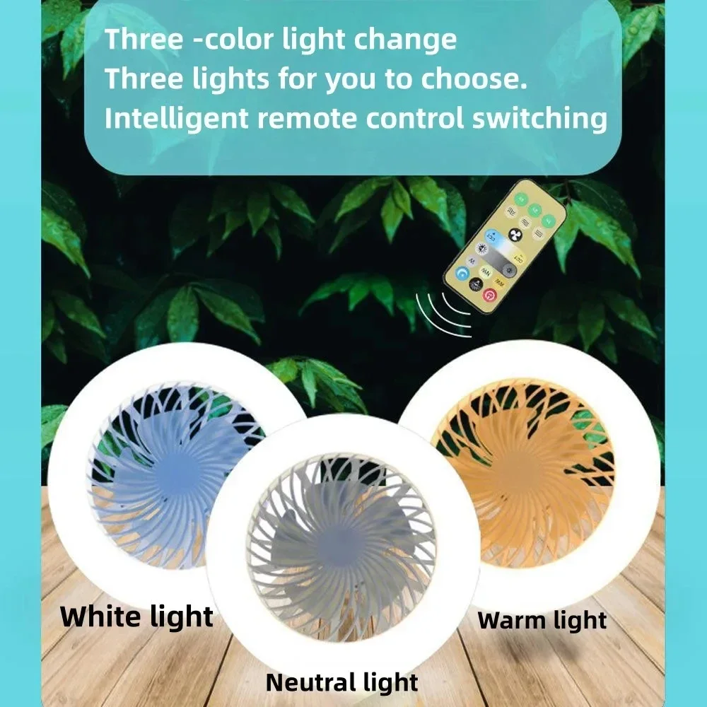 New Cooling LED Light Fan Three-speed Mode LED Lamp E27 Light Remote Control Silent Bedroom Light Fan Ceiling for Sitting Room