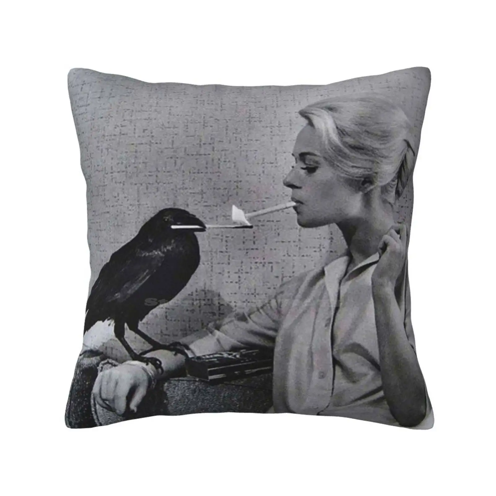 Tippi Hedren Having Her Cigarette Lit By A Crow On The Set Of The Birds Fashion Sofa Throw Pillow Cover Pillowcase Tippi Hedron