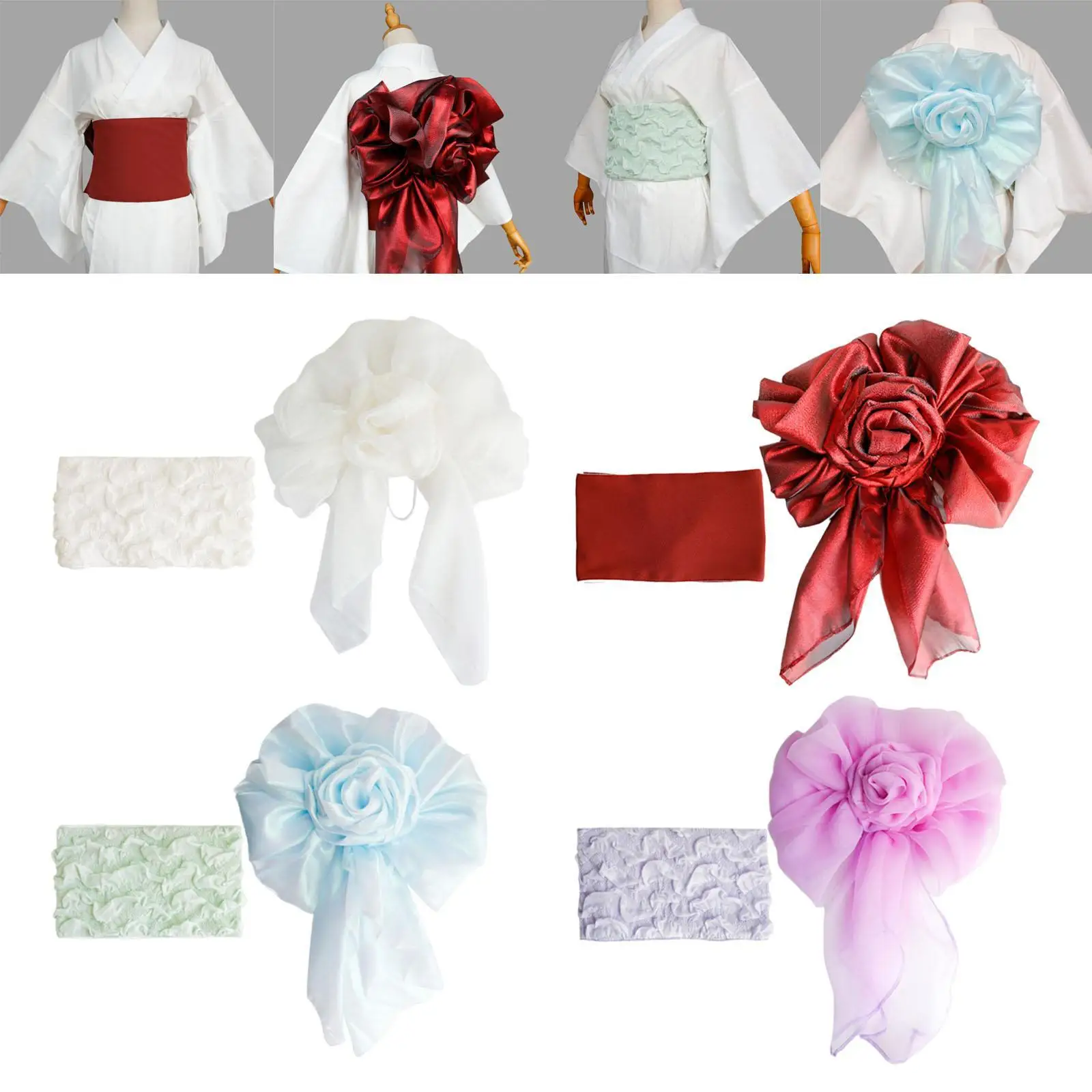 Kimono Obi Belt Soft Easy to Put on Yukata Robe Accessory for Party Wedding