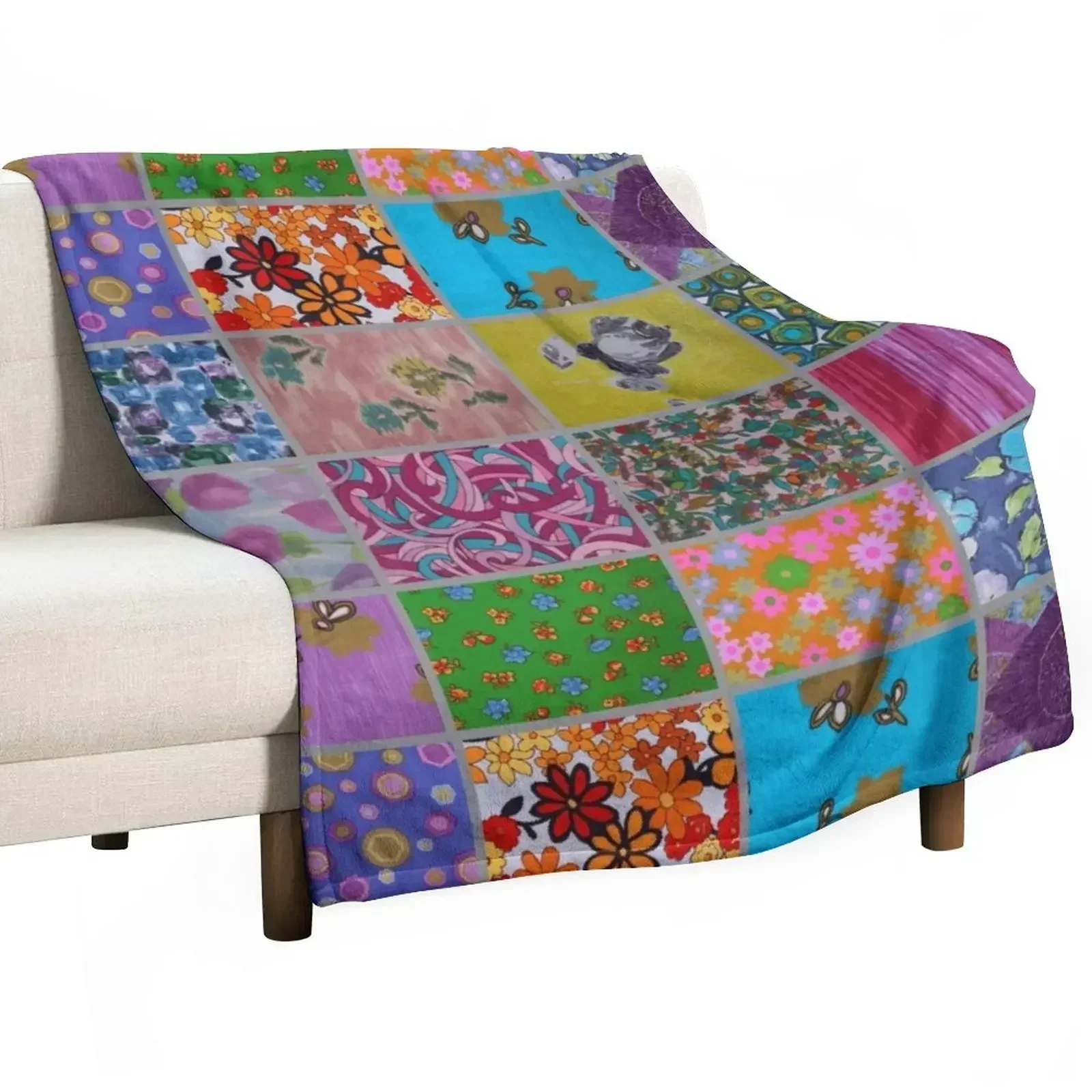 

Patchwork, Vintage Style Throw Blanket Beautifuls Warm Multi-Purpose Quilt Blankets