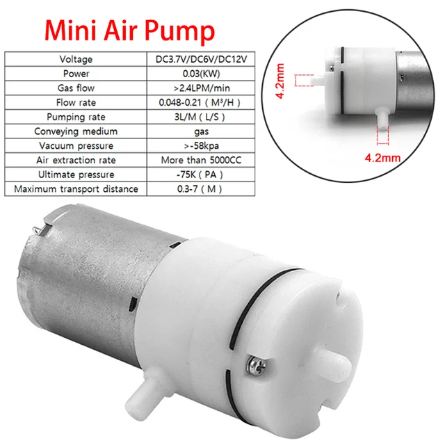3.7v 6v 12v 370 Mini pompa powietrza Elektryczny mikro silnik próżniowy do instrumentów kosmetycznych Leczenie medyczne Laktator Hałas 65db