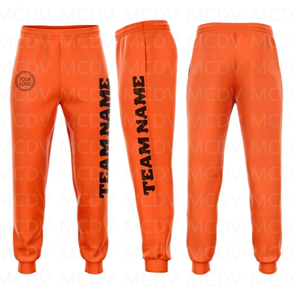 Custom Orange Kelly Green Fleece Jogger Sweatpants 3D Printed Casual Unisex Jogging Trousers Loose Sports Pants