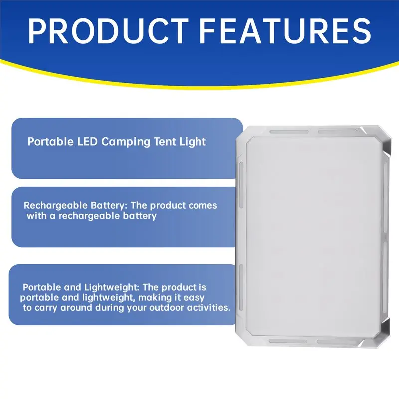 AT14 LED Camping Tent Light Rechargeable Searchlight ABS+PC+Metal Aluminum Outdoor Emergency Lighting Waterproof Hanging Night L