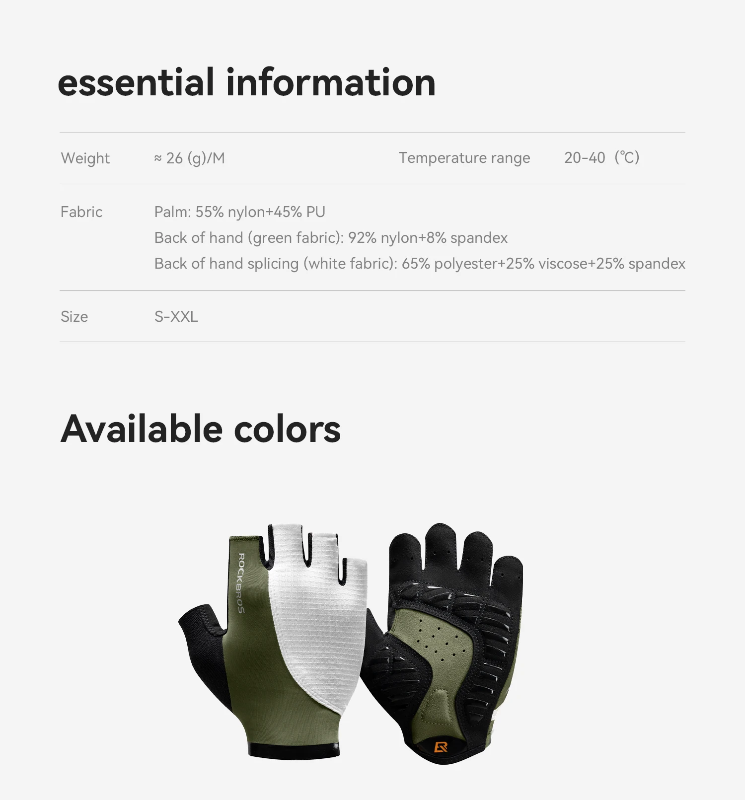 ROCKBROS Fahrradhandschuhe für Männer und Frauen, Sommer, atmungsaktiv, halbe Finger, rutschfest, SBR, stoßfest, photochromatische Fahrradhandschuhe – Detail 4