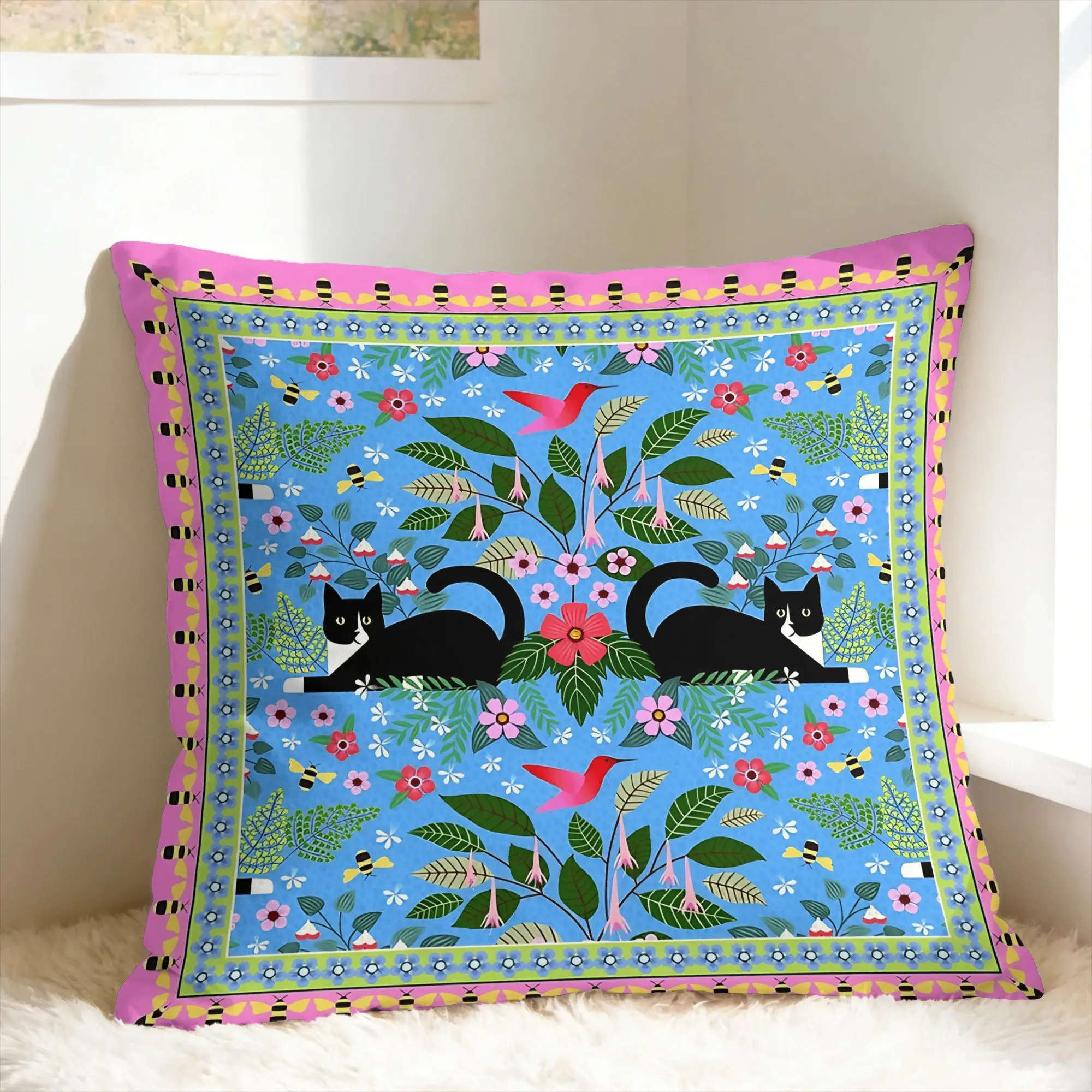 Black Cat Pillow Case  Morden Pillow Cover Graphic Pillowcases For Chair Sofa Home Decor