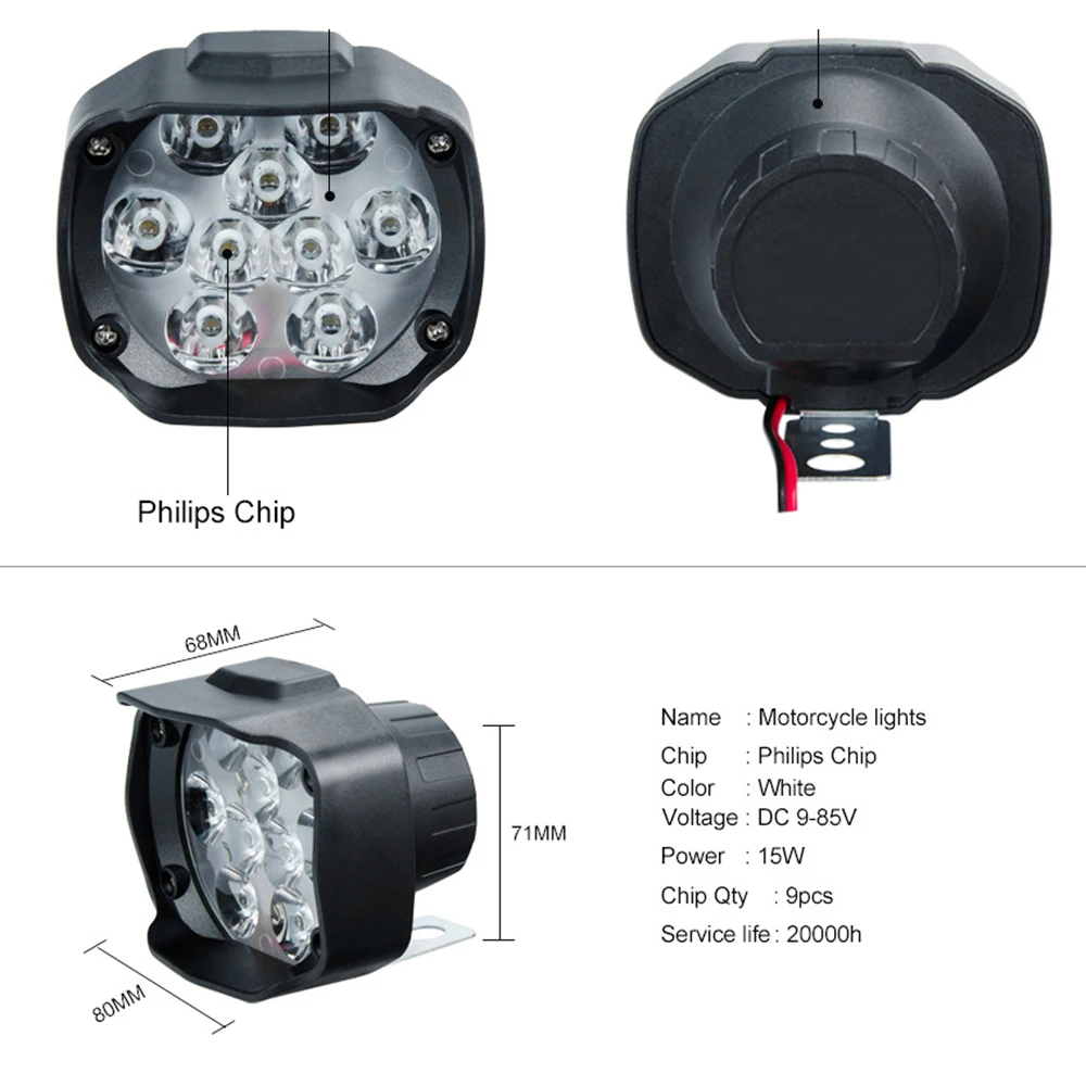 مصابيح أمامية ليد بيضاء فائقة السطوع عالمية ، مصباح أمامي يعمل ، أضواء كاشفة ، مصابيح ضباب للدراجات النارية ، دراجات نارية ، جديدة