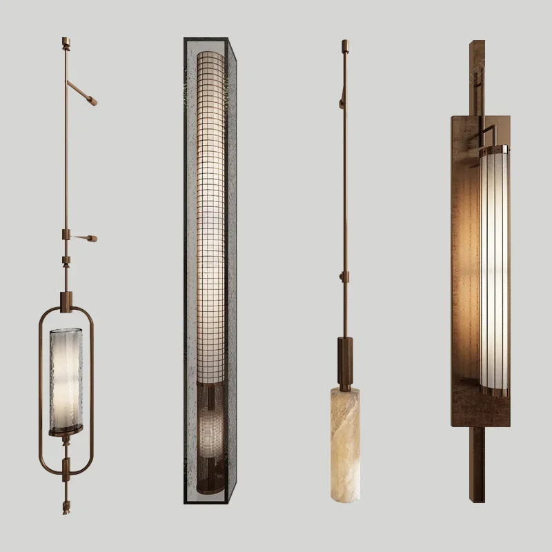 

Hotel corridor long pole wall lamp retro simple metal glass can be customized lighting fixtures