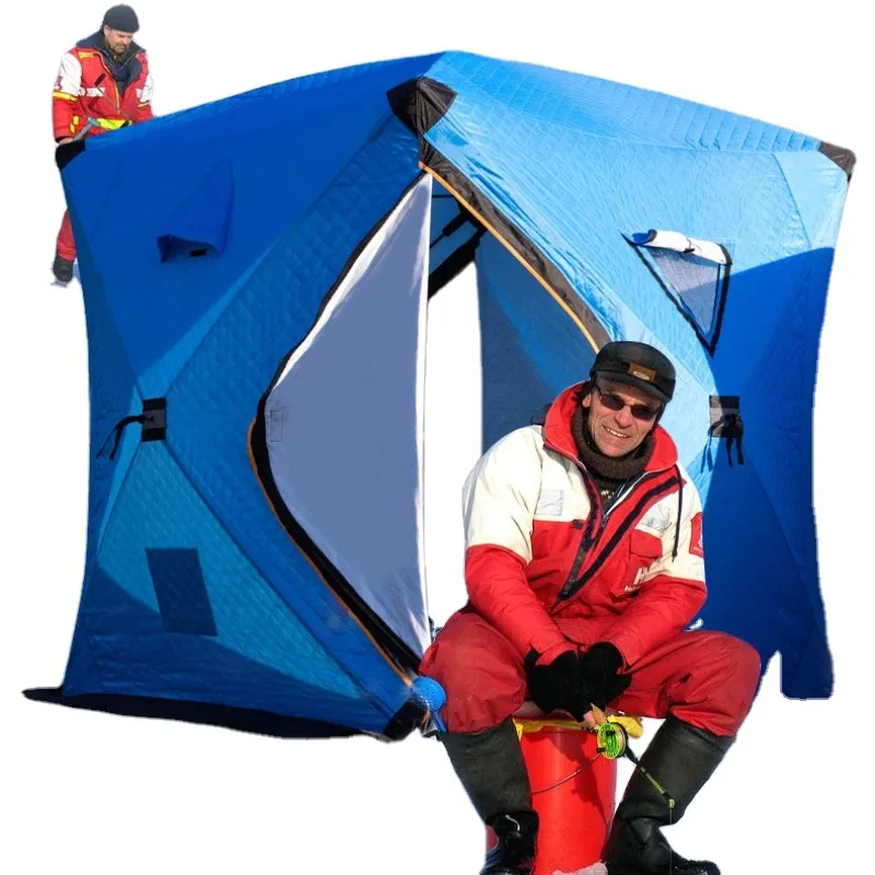 

1234 Automatic Pop-up Outdoor Tent Ice Cube Winter Thickened Fishing Tent Square Hiking and Thermal Insulation Camping Tent