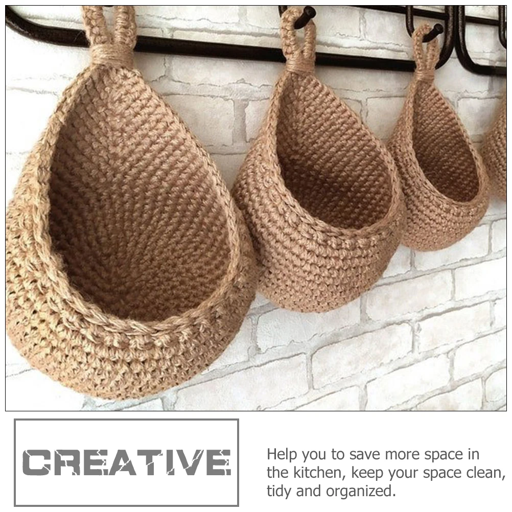 

Cotton Rope Wall Hanging Fruit Vegetable Basket Kitchen Storage ganizer Woven Hammock Plant Hanger Space Saver Decor