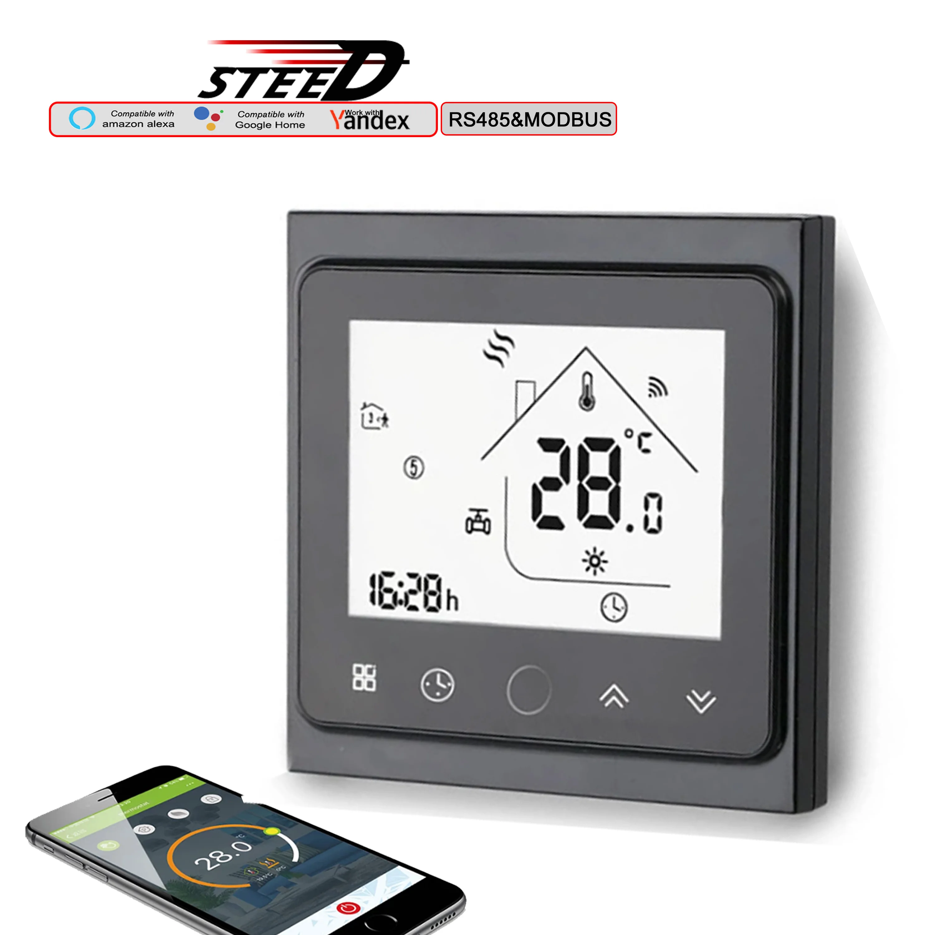 

24V220V WIFI RS485 Thermostat for Under Floor Heating NC/NO 100% Switch By Mobile App/MODBUS Control Option