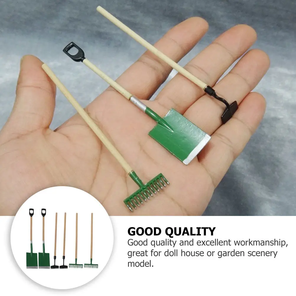 6pcs Mini Garden Tools Set for 1:12 Scale Dollhouse Balcony & Small House Decoration Kit