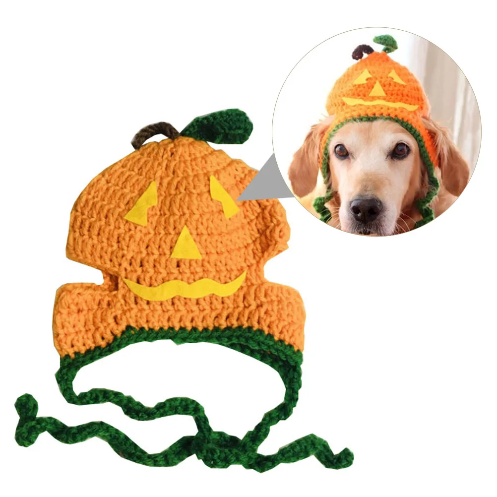 

Pet Breathable Hat Halloween Hats Pumpkin Dress up Golden Retriever Trick Props