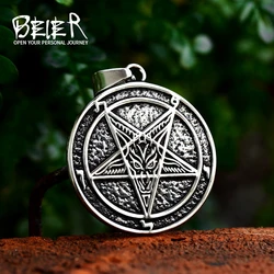 BEIER 2023 Mew Design Stainless Steel Satan Pendant Satanic System Emblem Amulet Charm Sign Medallion Jewelry Wholesale