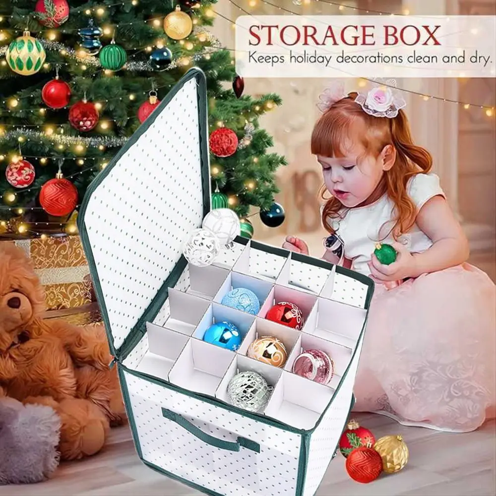 64 Grids Baubles Storage Box Clear Protective Xmas Storage Container Large Capacity Wear Resistant Christmas Ornament Holder