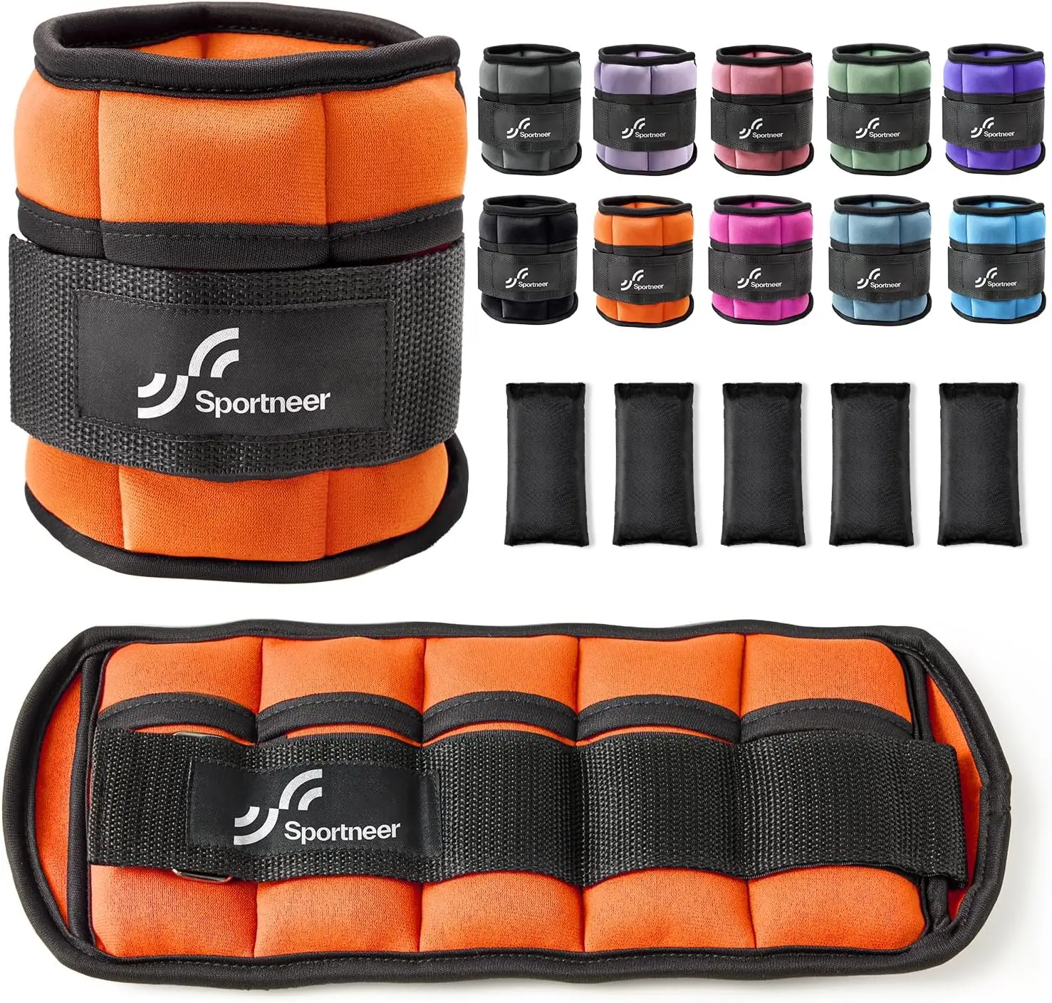 Sportneer Adjustable Ankle Weights 1 Pair 2 4 6 8 10 Lbs Leg Weight Straps for Women Men, Weighted Ankle Weights Set for Gym,Fit