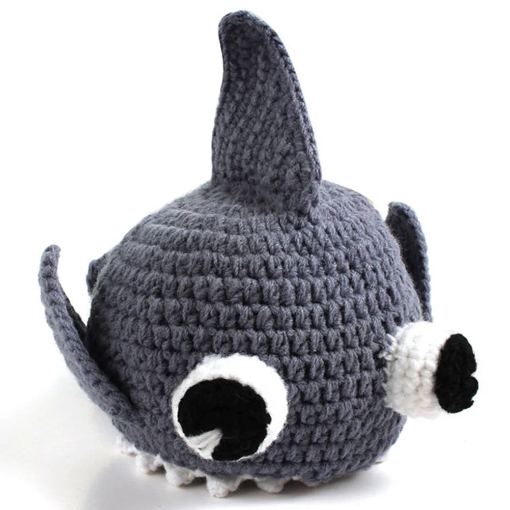 

1pc Handmade Baby Hooded Cartoon Shark Design Hat Cotton Baby Autumn Hat Casual Winter Kids Hat (Grey)
