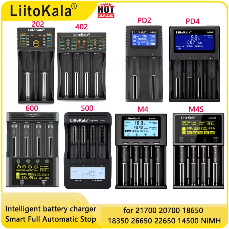 LiitoKala Universal Battery Charger for 18650 26650 18350 16340 18500 AA AAA Ni-MH Ni-Cd 3.7V 1.2V Compatible with Lii-PD2 Lii-S