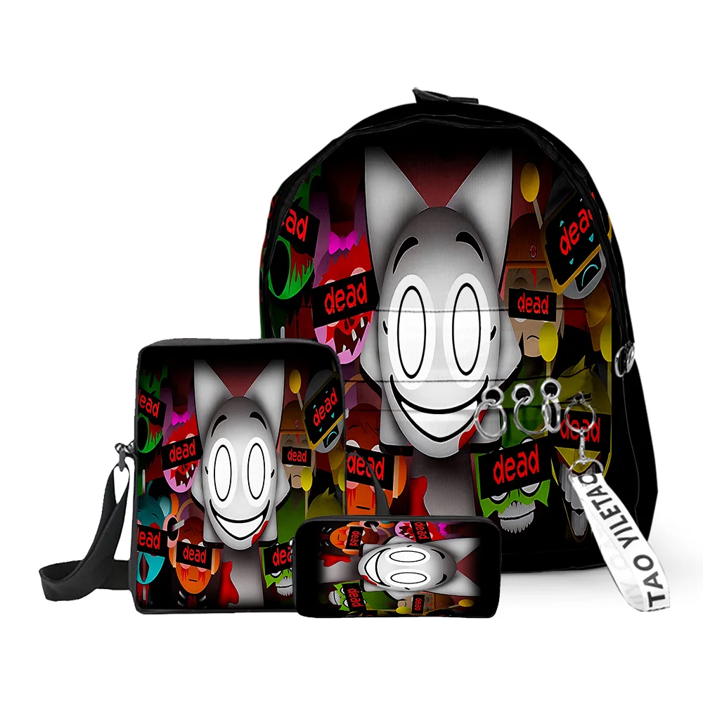 

Hip Hop Popular Funny Sprunki 3D Print 3pcs/Set pupil School Bags Laptop Daypack Backpack Inclined shoulder bag Pencil Case