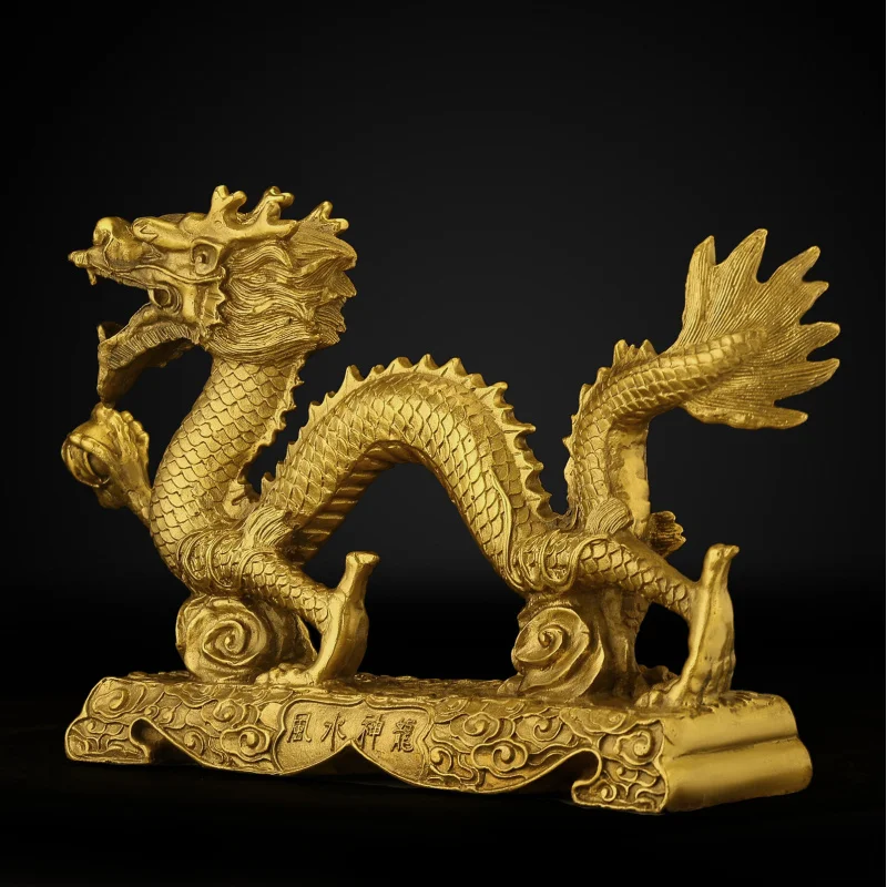 Bronze Zodiac Metal Opening Ceremony Craft Ornament Chinese Han Mascot Office Golden Green Dragon