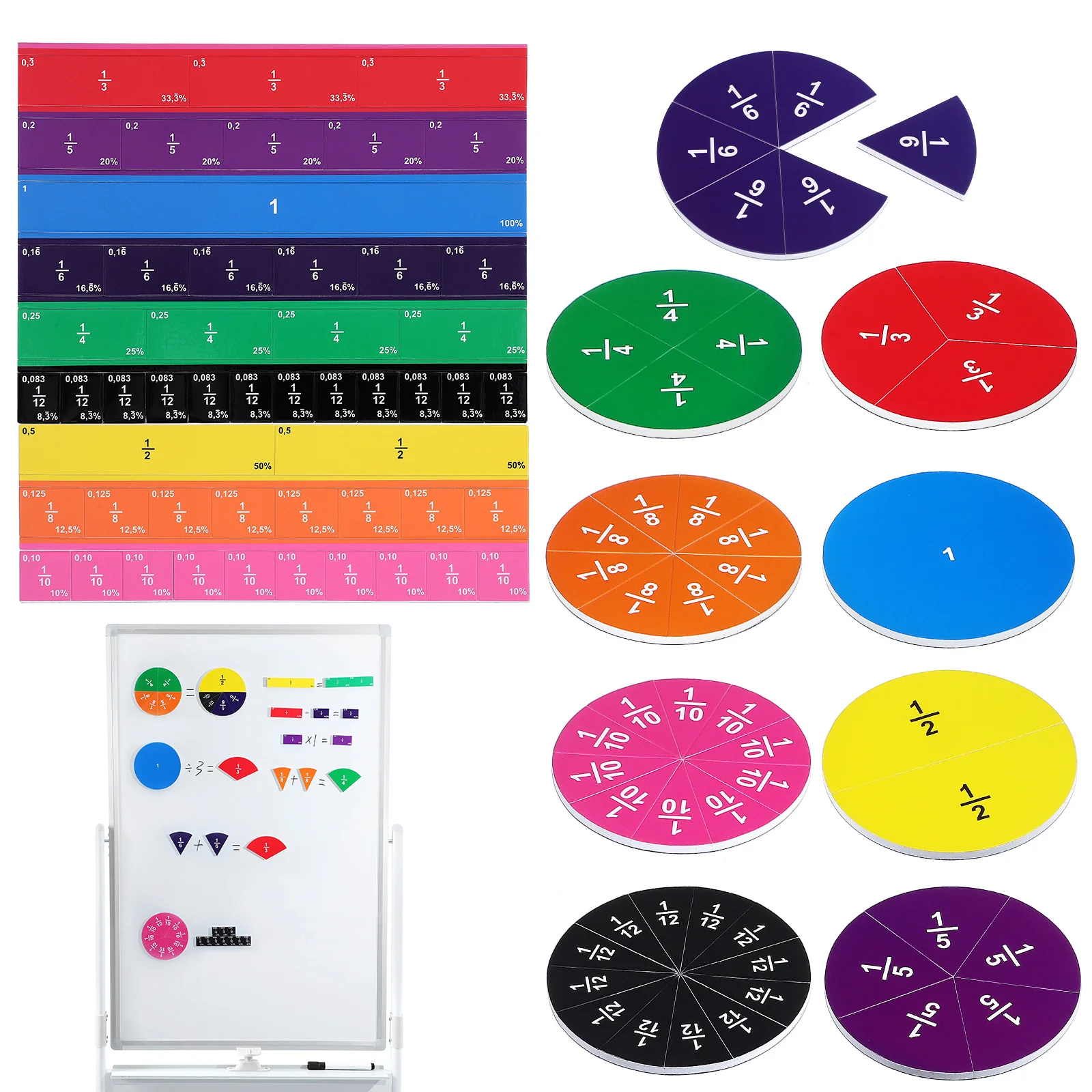 51 Pcs EVA Fractions Instrument Demonstrator Montessori Math Fractional Educational Toys Learning Tool for Children Toy Gift