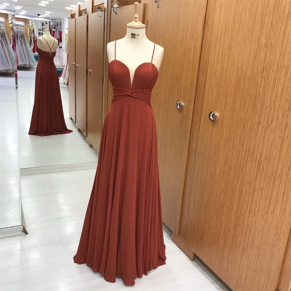 

Lily Spaghetti Strap Special Occasion Dresses Sweetheart Neck Formal Gown Chiffion Beach Long Evening Dress vestidos de fiesta