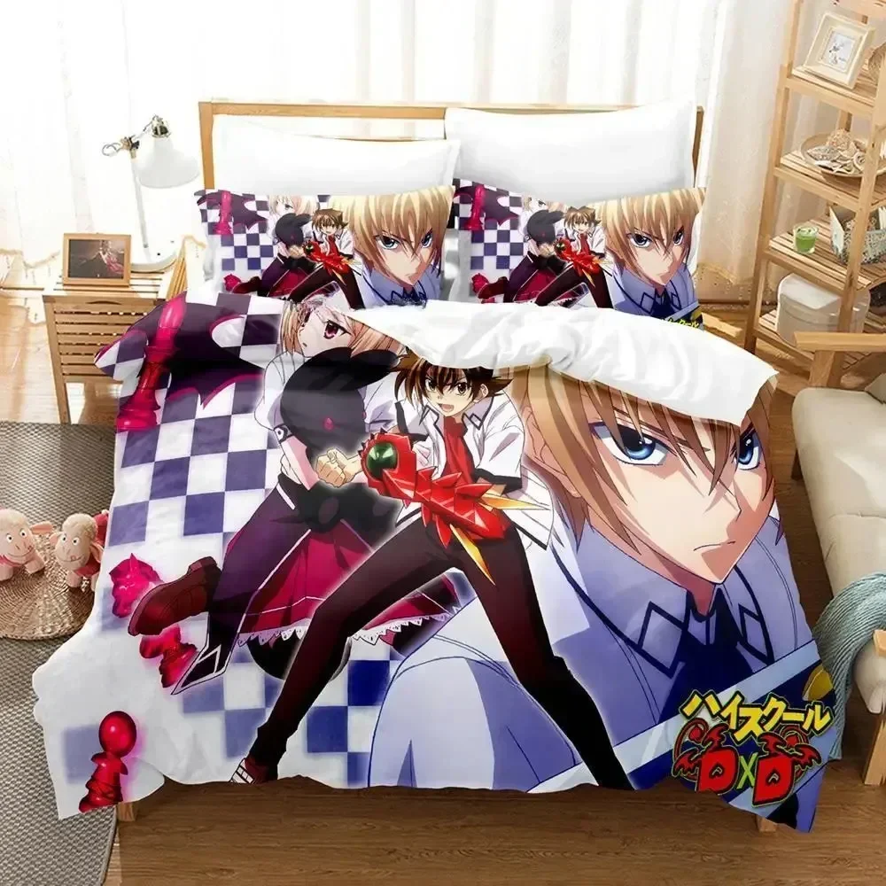 New Kawaii High School DxD Bedding Set Duvet Cover Sheet Printed Bed Set Pillowcase Bed Full Queen King Size Comforter Bedroom