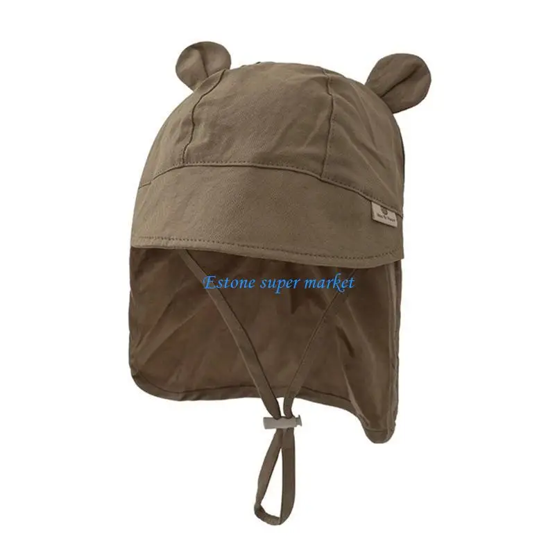 090B Portable Baby Hat Wide Brimmed Cartoon Ears Kids Basin Caps Outdoor for Toddlers
