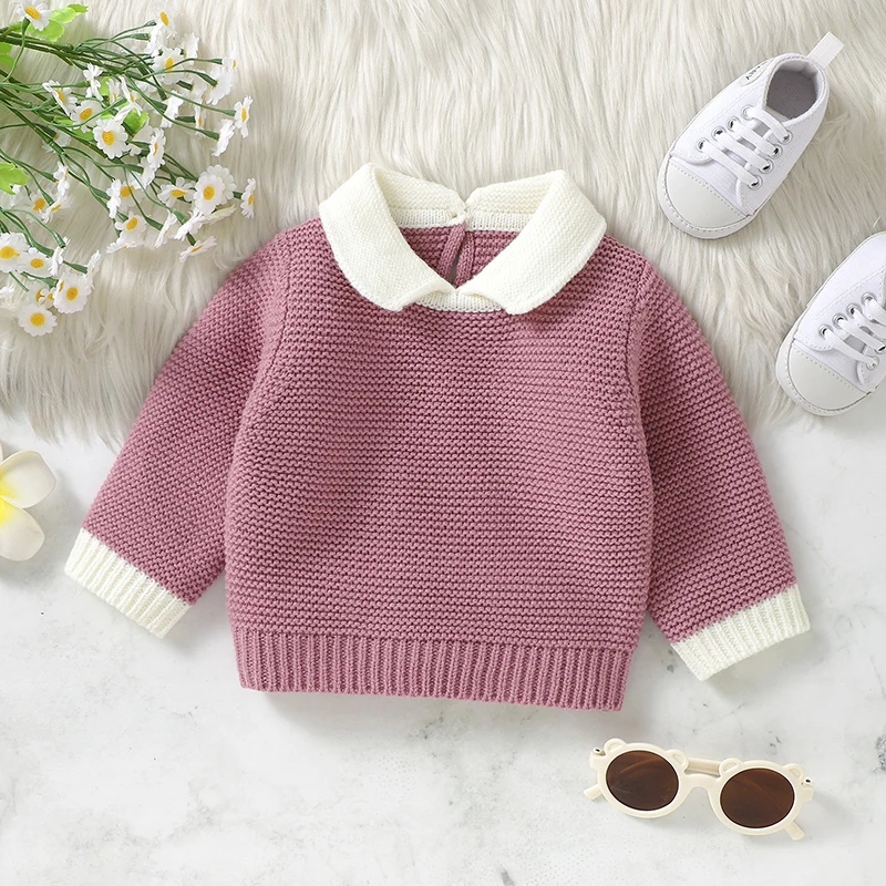 Baby Sweaters Clothes Fashion Turtle Neck Long Sleeves Knit Newborn Boys Girls Pure Color Knitwear Pullovers 1-3Y Infant Jumpers