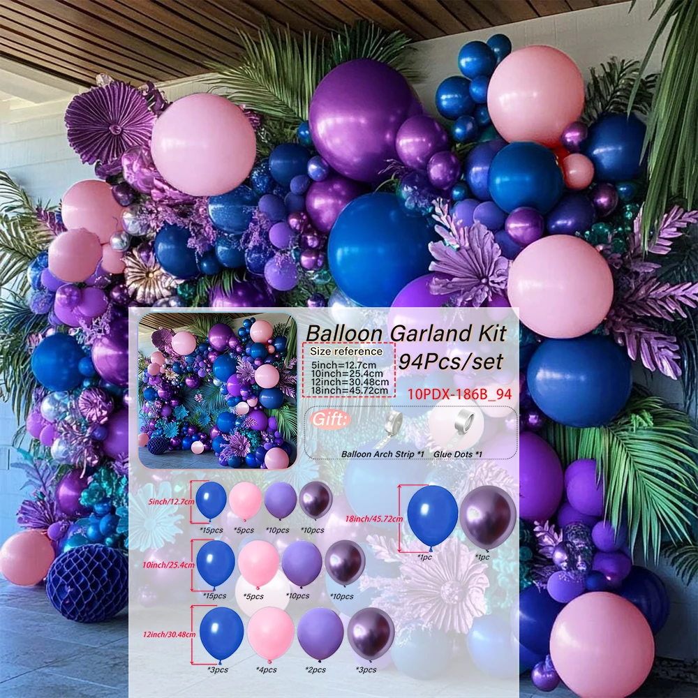 Purple,Marca Pink,Deep Blue,Balloon Arch Kit, Party,Wedding,Singles' Party,Halloween Decoration birthday decoration balloons