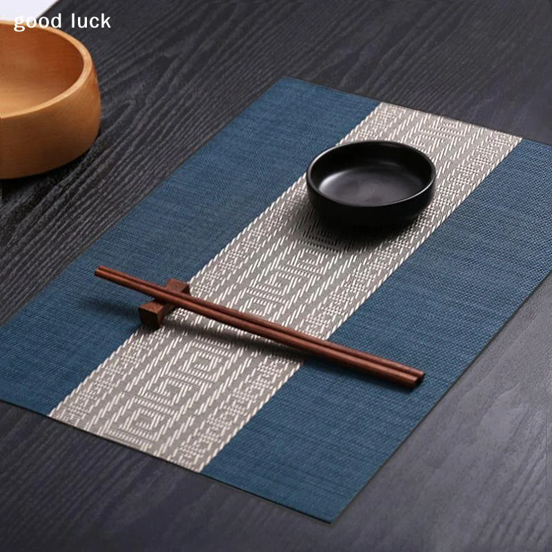 Chinese Style PVC Table Mat Woven Waterproof And Oil-proof Non-slip Light Luxury Table Mat Simple Household Cup Mat 45x30cm