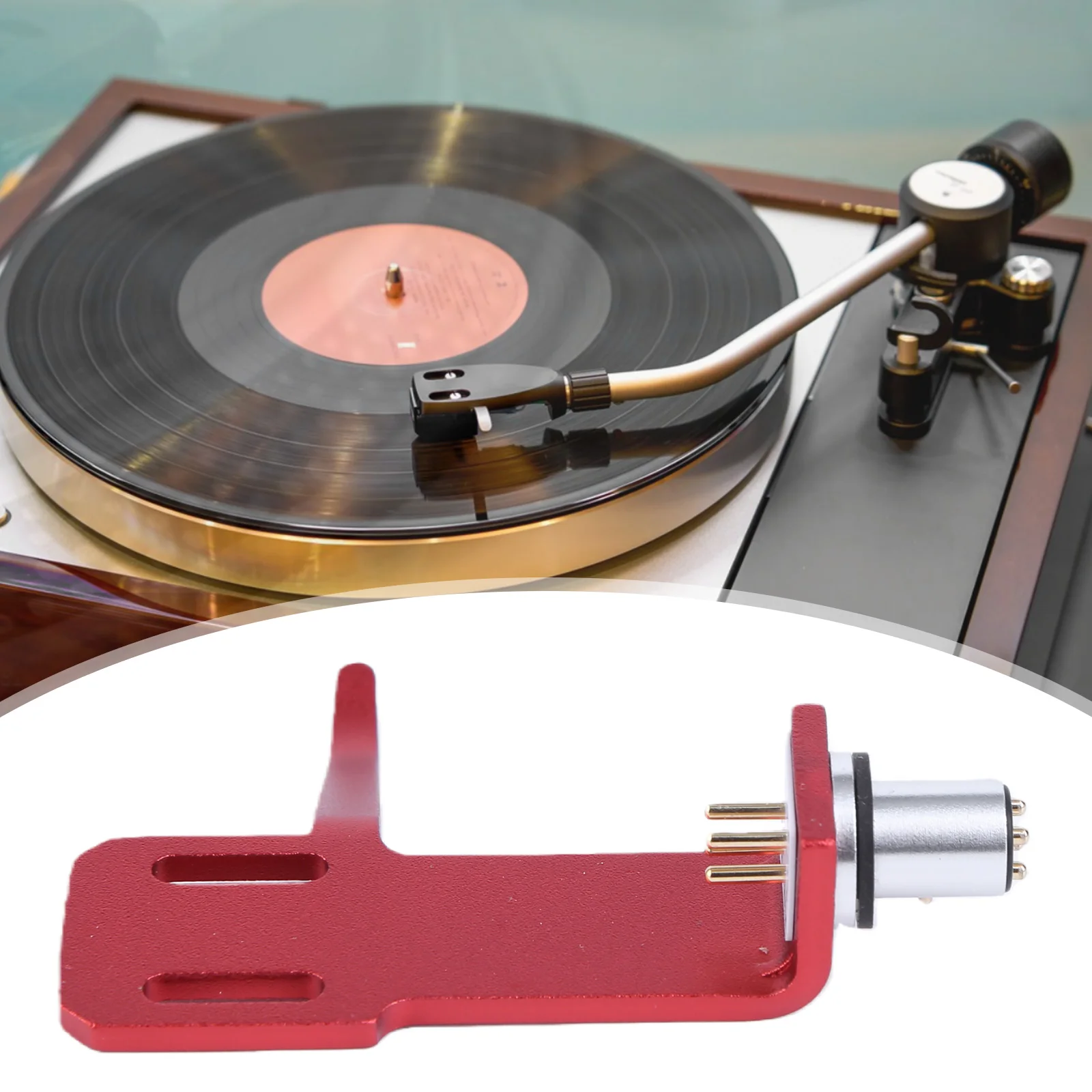 LP Headshell with 4 Lead Wires Phono Headshell Mount Replacement Aluminum Alloy for LP Vinyl Record Player Turntable Phonograph - view 5