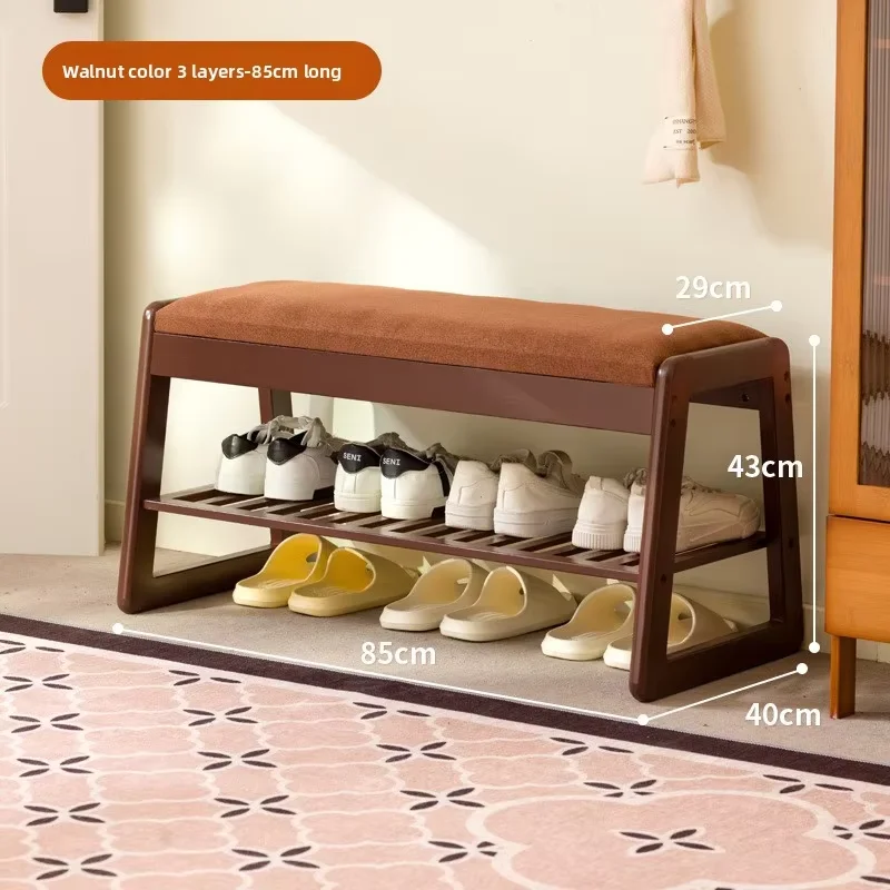 Modern minimalist bamboo cushioned shoe changing bench, doorstep shoe wearing bench, shoe rack, cushioned leisure bench