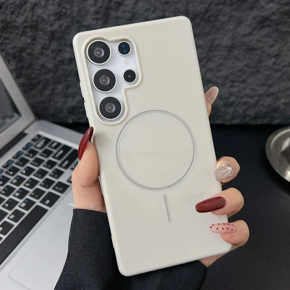 Magnetische Silikon-Handyhülle für Samsung Galaxy S25 Ultra S24 S23 Plus FE Soft Shell schützende stoßfeste Abdeckung