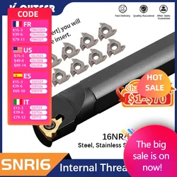 SNR0013M16 SNR0016Q16 SNR0020R16 SNR0025S16 CNC Internal Thread Turning Tool rod 16IR/NR Inserts Lathe SNR Holder