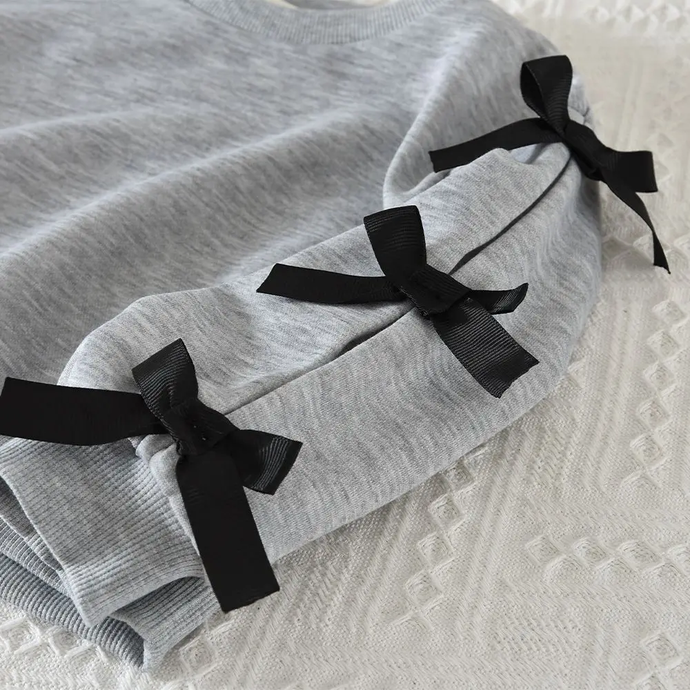 Autumn Birthday Party Bow Pullover+short Skirt New Long Sleeved Girls' Suit Two-piece Set Korean Version for Children Aged 3-7