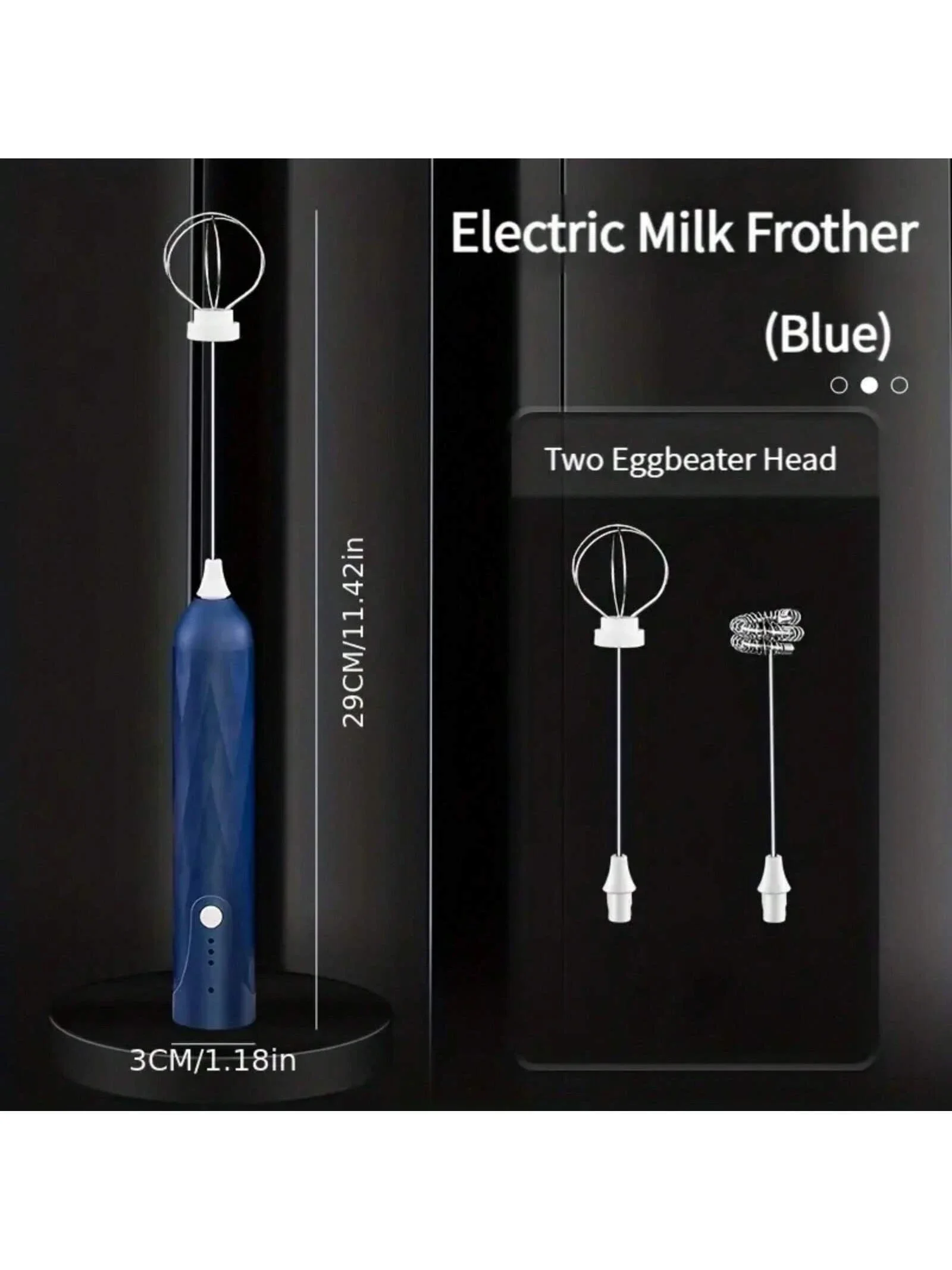Блендер для кофе и сливок, 1 шт., с двумя насадками для взбивания, ручной блендер из нержавеющей стали - блендер для напитков на батарейках