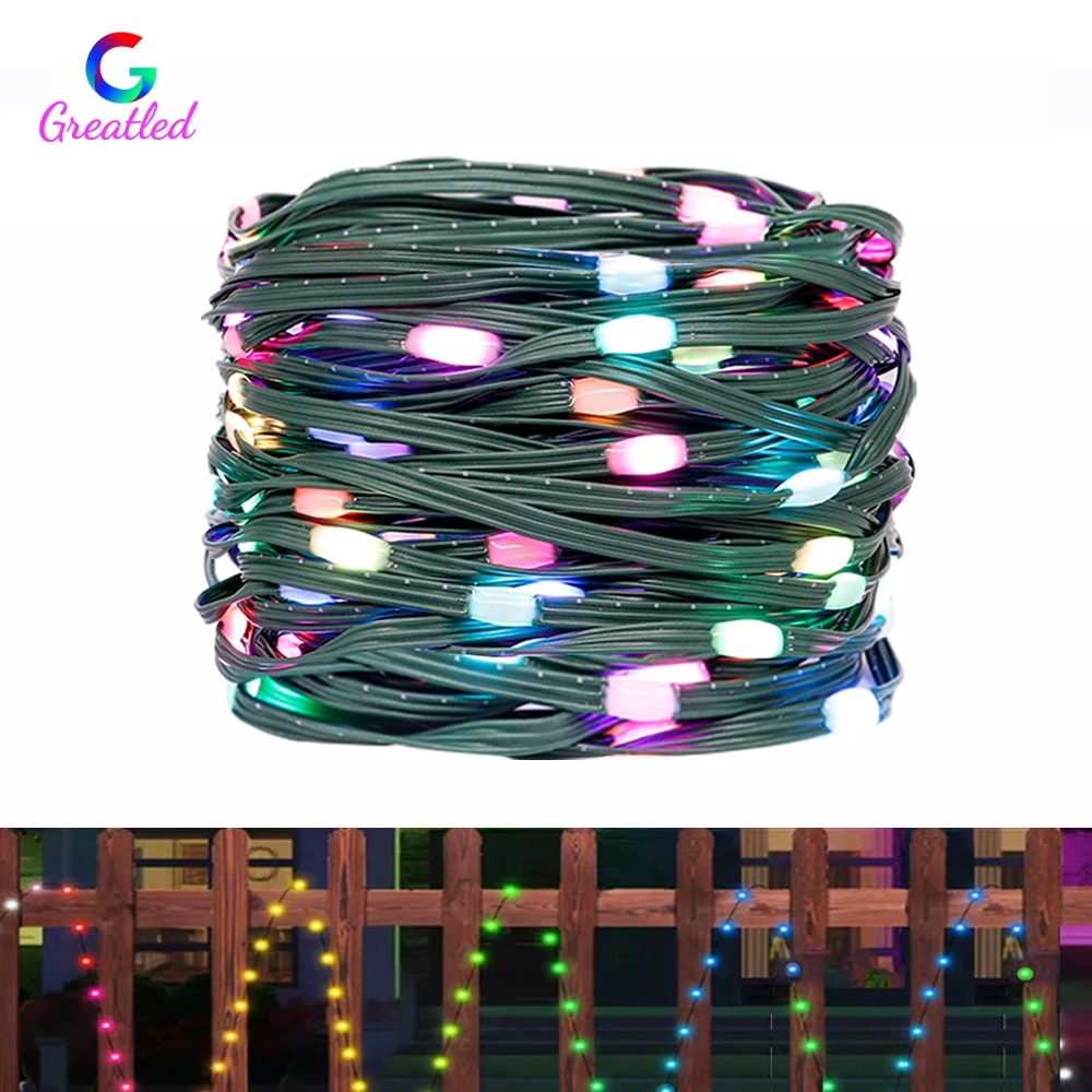 DC5V WS2812B LED String Transparent Green Black Wire Addressable Party Wedding Garland Decoration Christmas Halloween Lights