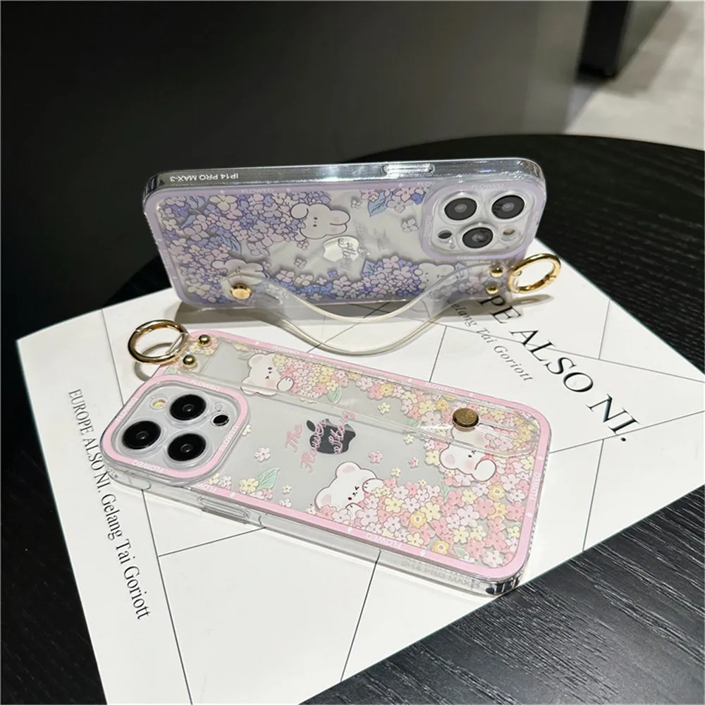 Flower Wrist Strap Case For Huawei P20 P30 P40 P50 P60 Pro Lite Y9 Prime 2019 Y9A Y7A Y8P P Smart 2021 Nova Y61 Y70 Holder Cover