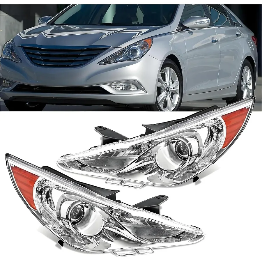 

Headlights Assembly for 2011 2012 2013 2014 Hyundai Sonata (Excludes Hybrid) Halogen Headlamp Replacement Driver &Passenger Side