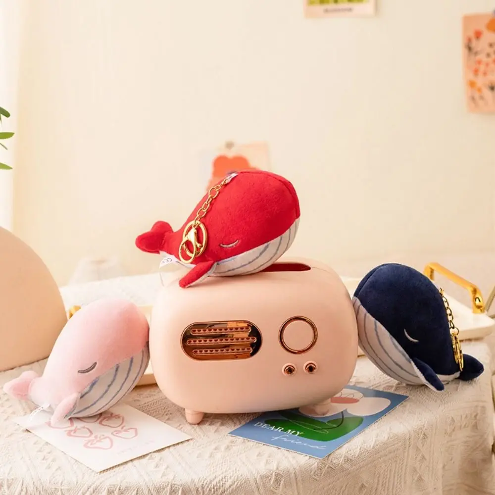 Cute PP Cotton Whale Keychain Simulation Collection Animal Whale Small Pendant Fluffy Cartoon Whale Birthday Gift