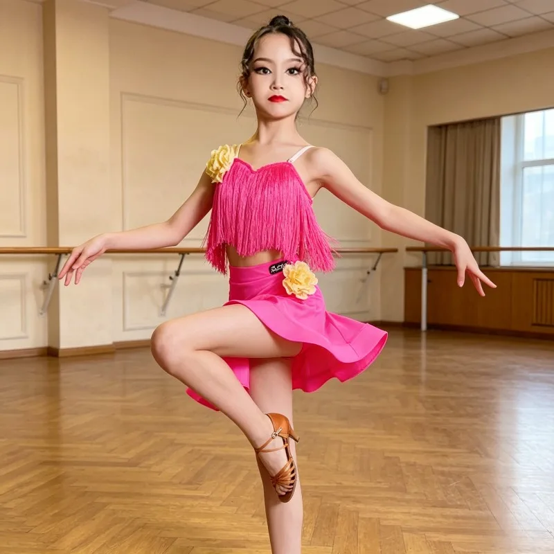 

Girls Professional Latin Dance Costume Kids Velvet Samba Tango Cha Cha Ballroom Dress Competition Practice Wear Dance Costume