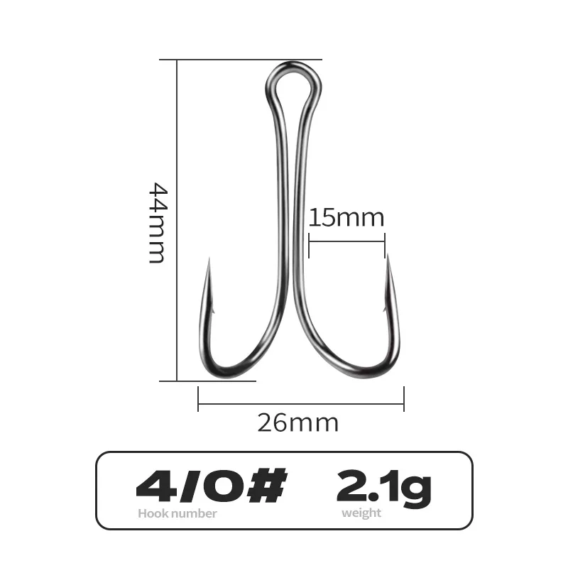 Angel-Doppelhaken, Hühnerklauenform-Haken aus Kohlenstoffstahl, Froschköder, Angelhaken, U-Form mit Widerhaken, Lot 10 Stück im Angebot – Detail 3