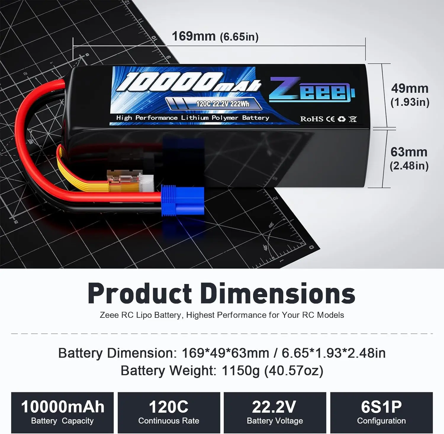 1/2 unità Zeee 6S Lipo batteria 10000mAh 22.2V 120C Softcase EC5 spina per RC Car FPV droni Truck Desert Racer RC Tank RC hobby