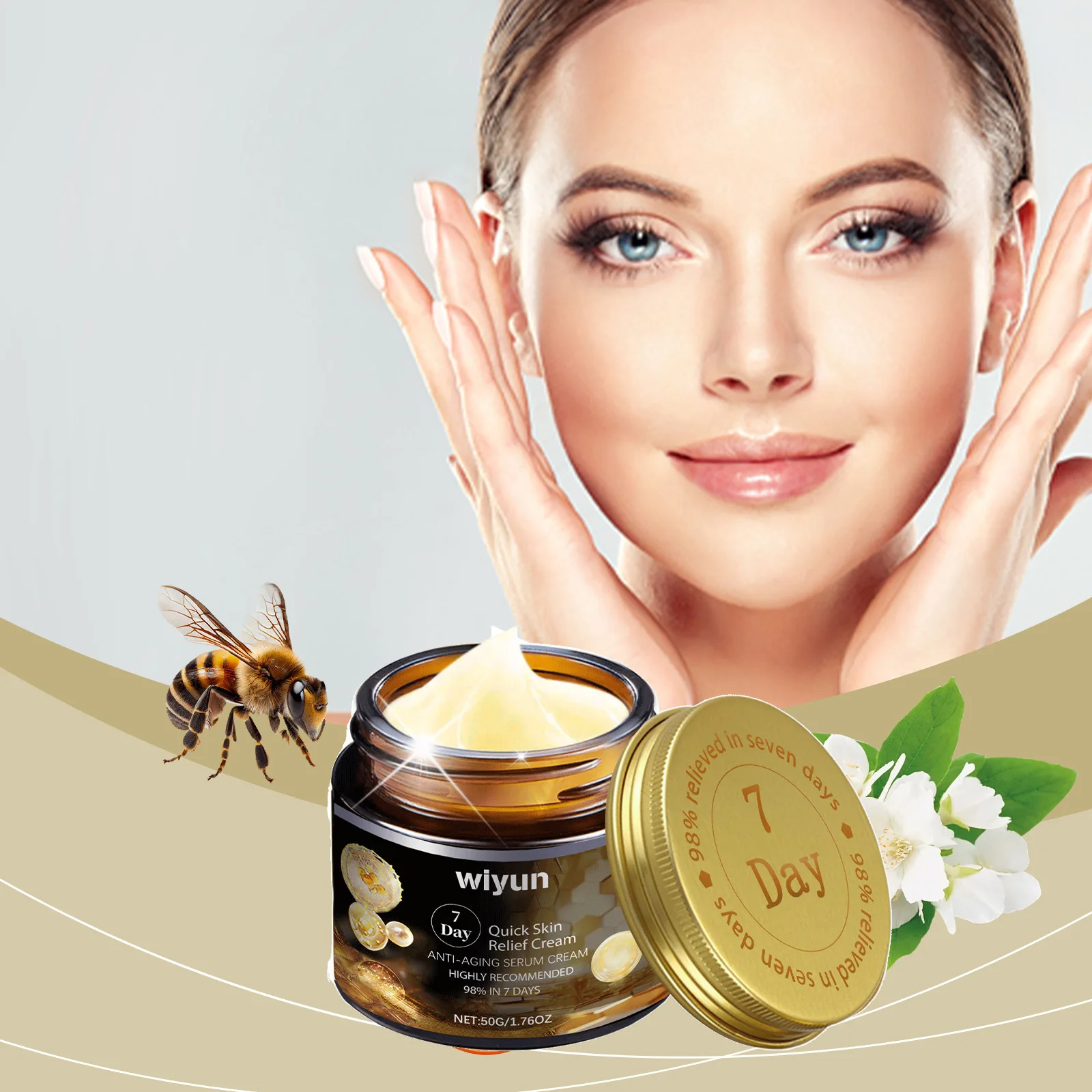 

50млКera de abelha creme anti-rugas refirmante lifting anti-envelhecimento firma e clareador reparador abeados com a pele