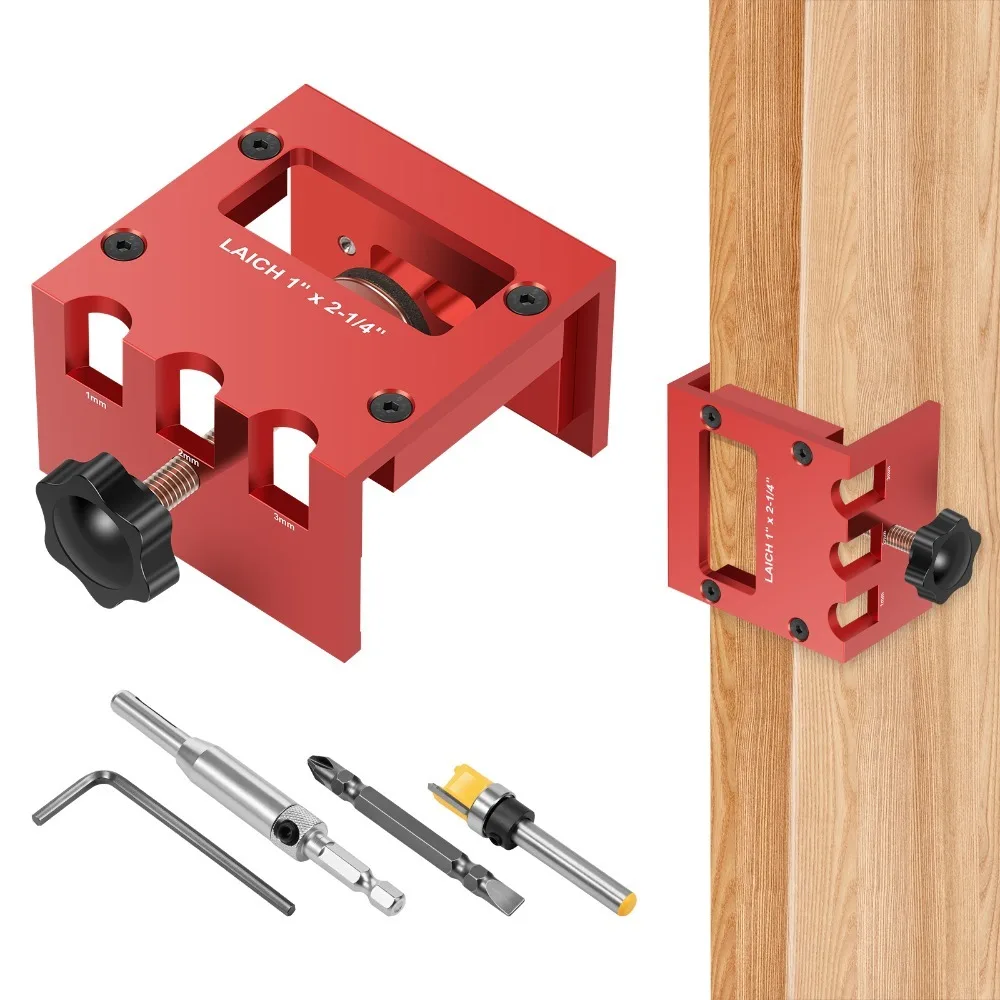 Door Latch Lock Hole Jig Kit, Lock Hole Drilling Kit, Adjustable for 1-3/8