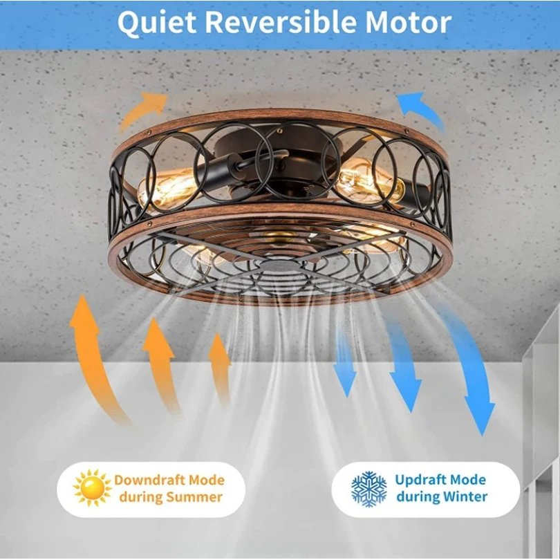 Smart Ceiling Fan Fans With Lights Remote Control Bedroom Decor Ventilator Lamp 50cm 20inch Air Invisible Blades 220V Voltage view 4