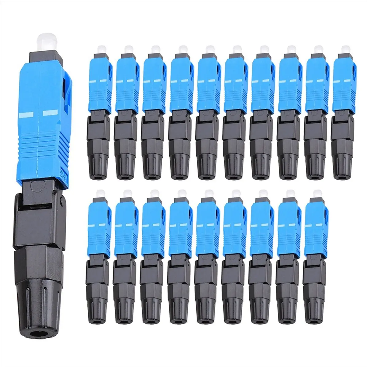 DT60 20Pcs SC/UPC Fiber Optic Fast Connectors Pre-Buried Quick Connector Fiber Assembly Adapters for Field Installation
