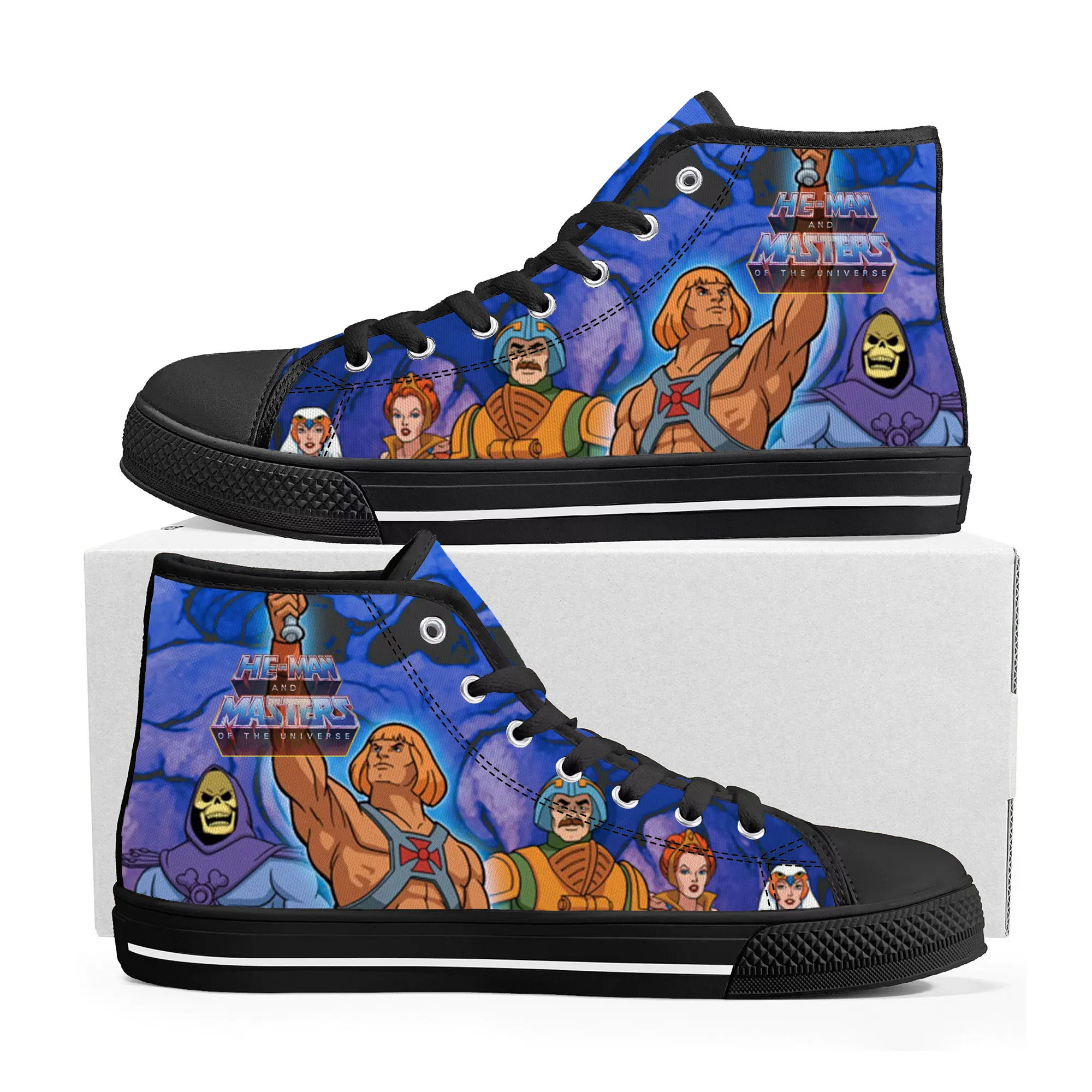 

Cartoon He-Man Masters Of The Universe High Top Sneakers Mens Womens Teenager Canvas Sneaker Casual Couple Shoes Custom Shoe